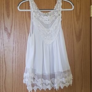 💖 Faute Monde tank top, white flowy lace